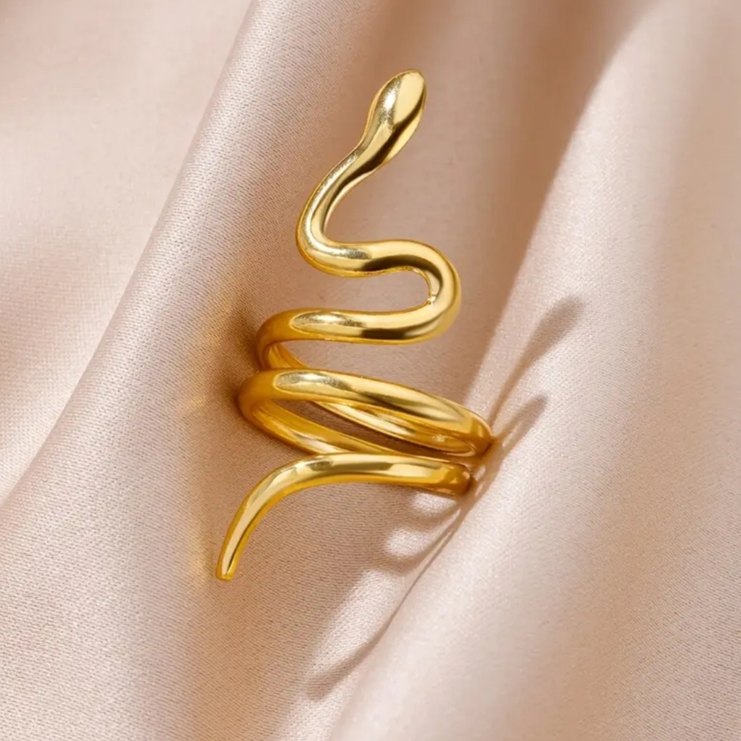 18 Kt Gold Over Titanium Snake Ring